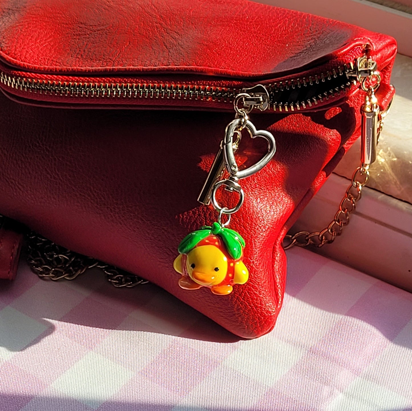 yellow strawducky keychain