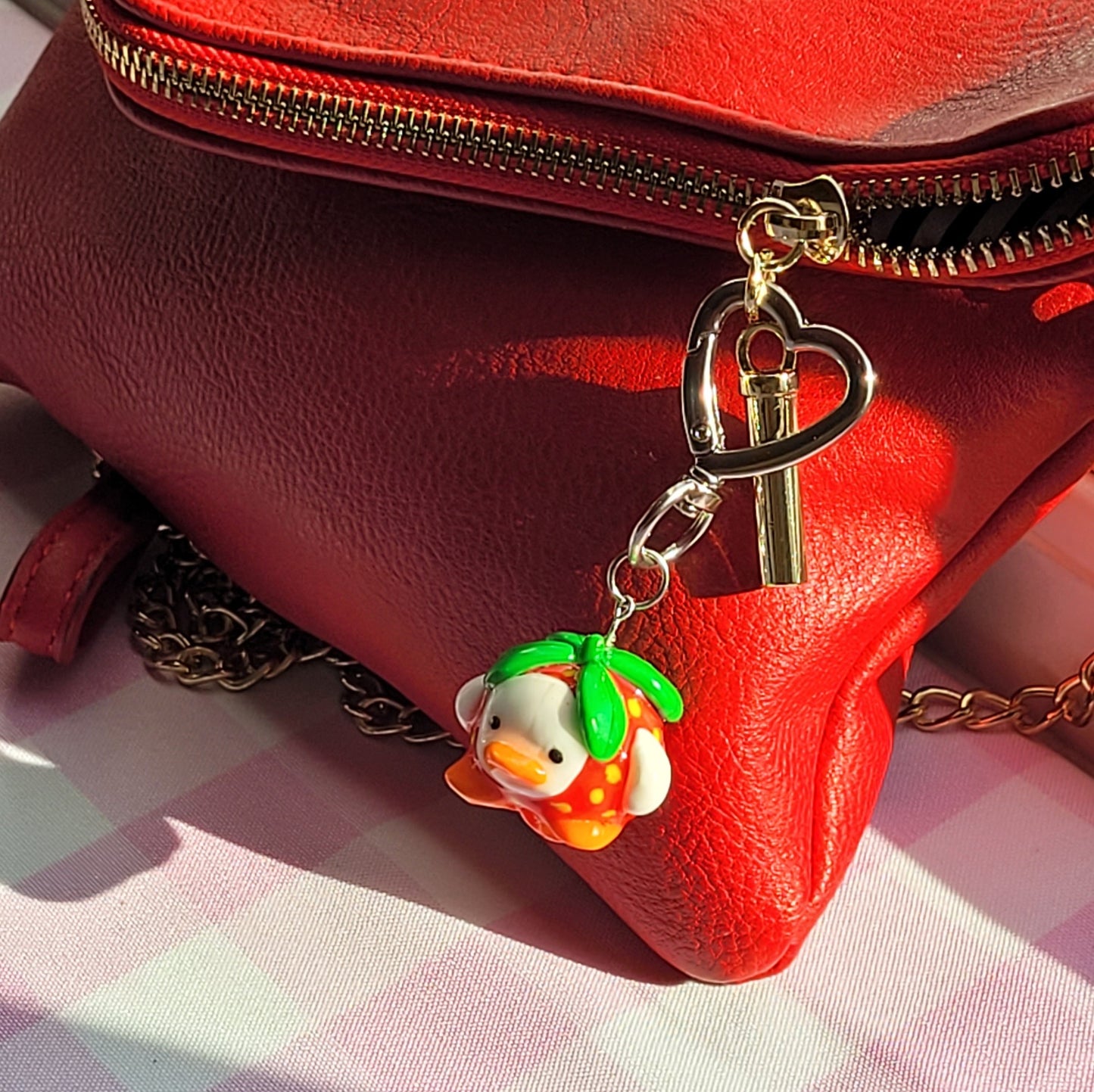 white strawducky keychain