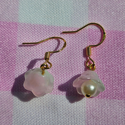 mint rosé lily earrings